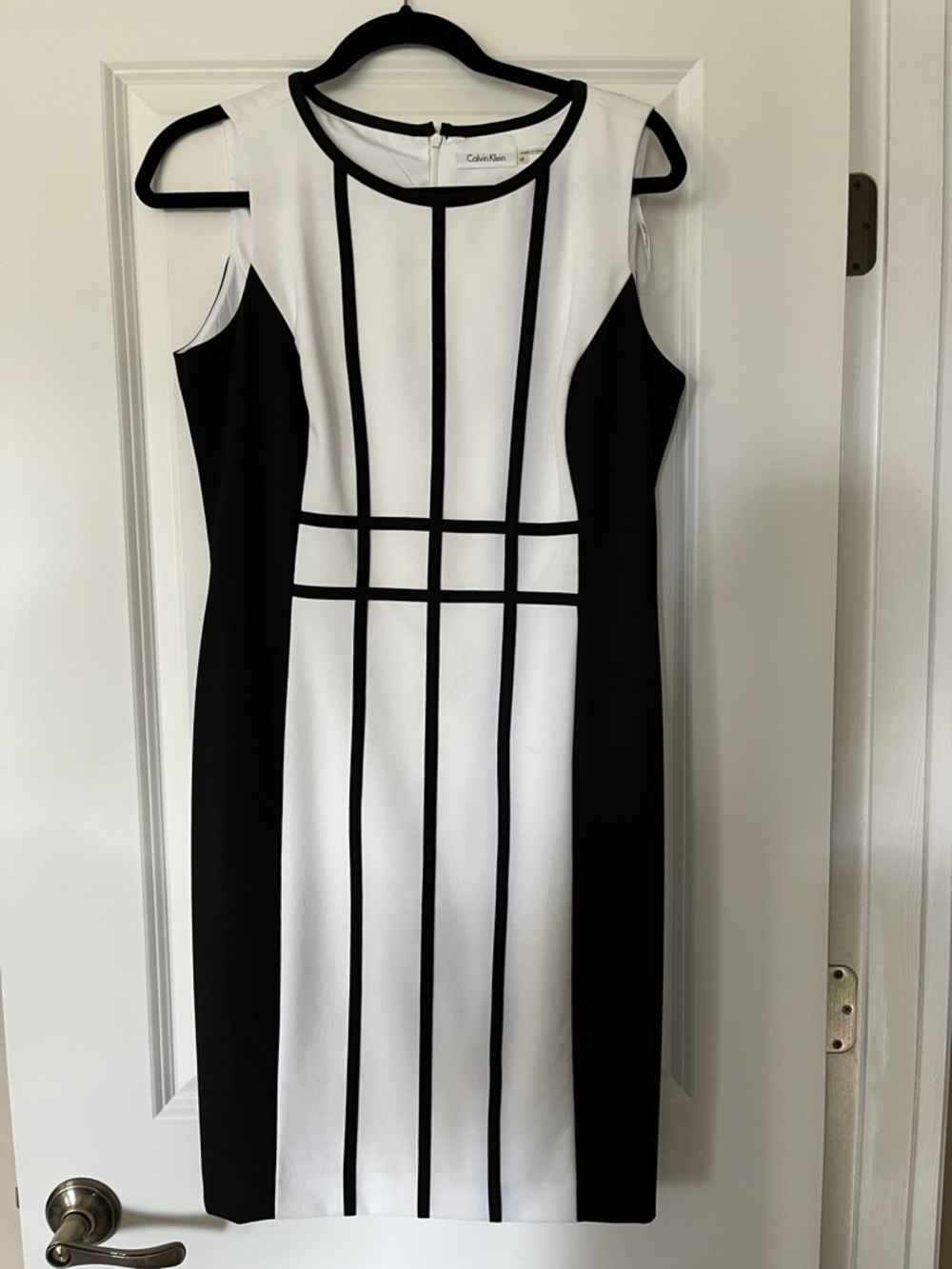 Calvin Klein Black and White Paneled Sleeveless Dress
